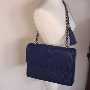 Tory Burch navy or royal blue Fleming purse